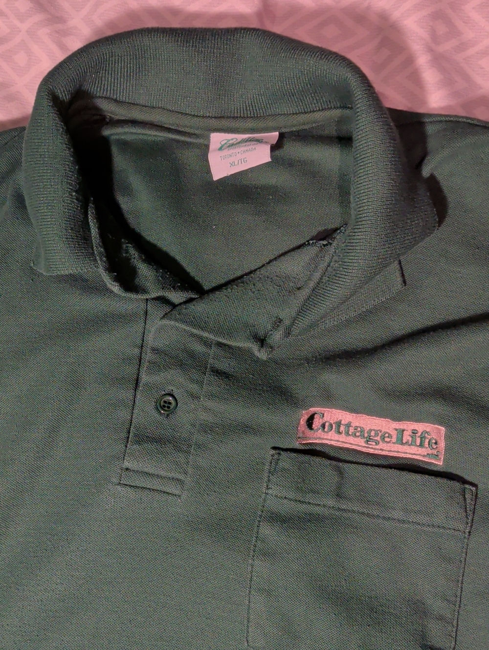 Vintage 90s/Y2K Cottage Life Embroidered Pocket Polo | Made in Canada 🌲 Classic